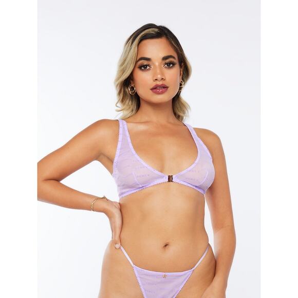 Savage X Fenty Other - Savage X Fenty Lavendar Flocked Logo Bralette Thong Set Size Medium